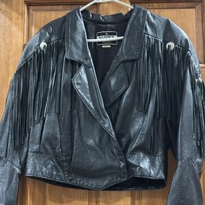 Black Fringe Leather Jacket
